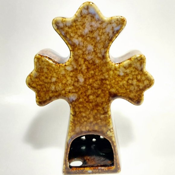 Vintage Ceramic Blue‎ Religious Cross Tea Light Candle holder #1299 - Picture 5 of 8